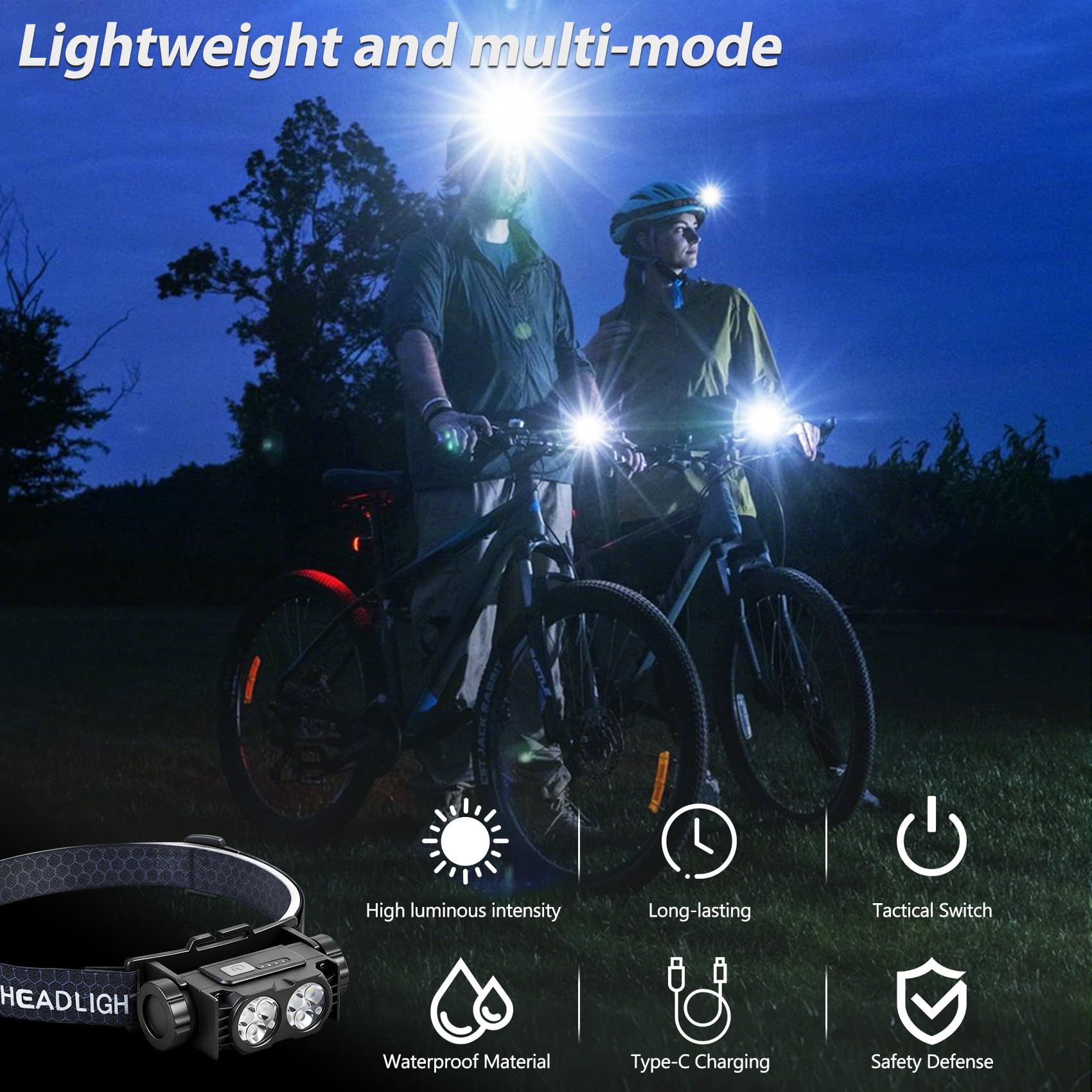 Bud K headlamp IPX5 waterproof rain use enables reliable outdoor lighting.