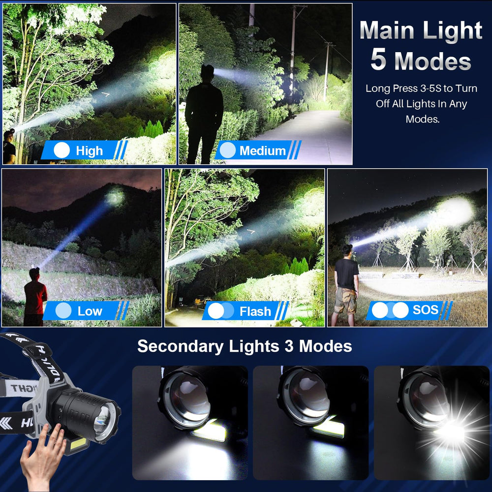 Bud K headlamp with motion sensor for hands-free control outdoors