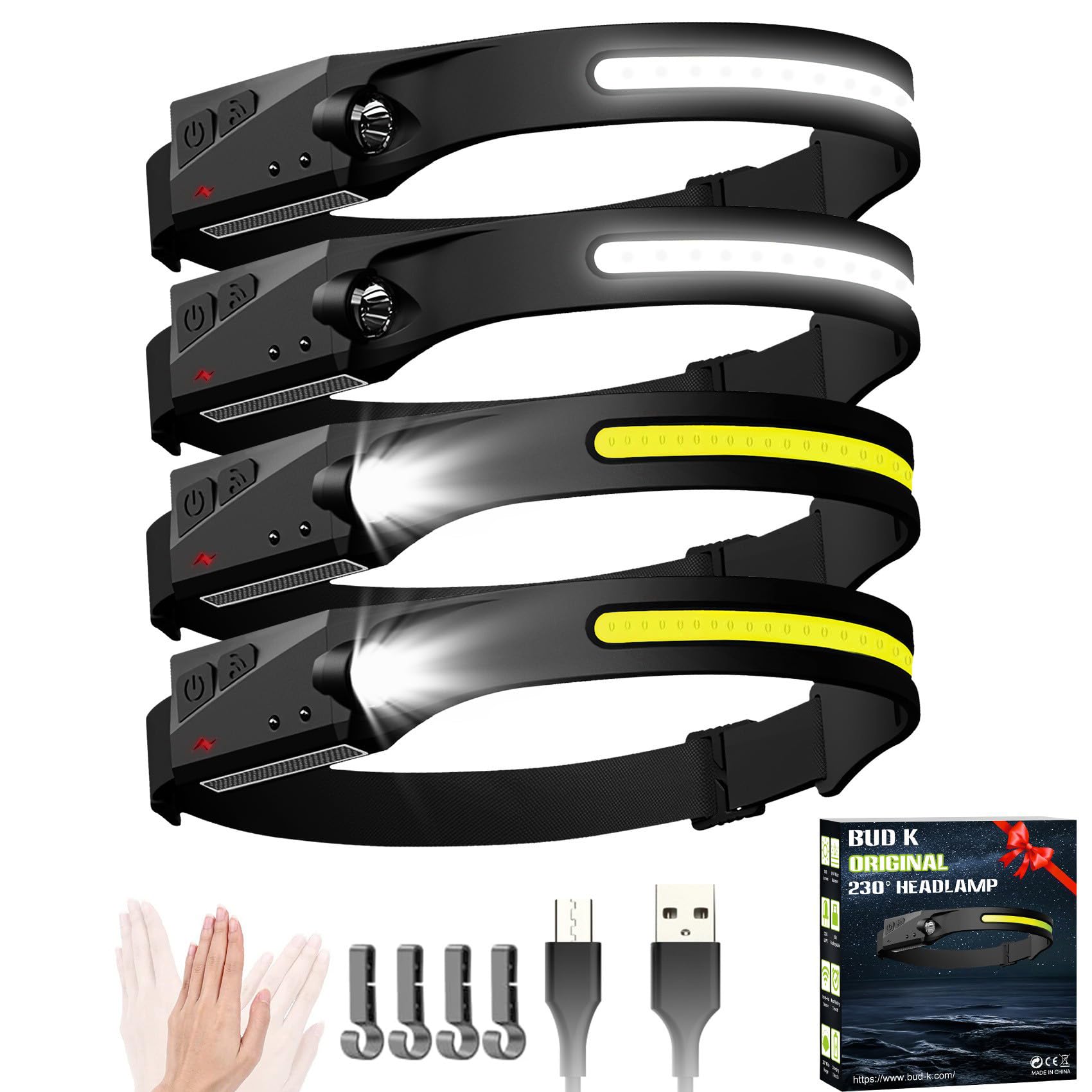 Bud K headlamp front view shows compact portable camping lighting