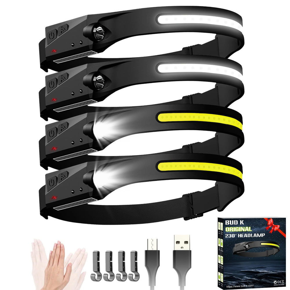 Bud K headlamp front view shows compact portable camping lighting