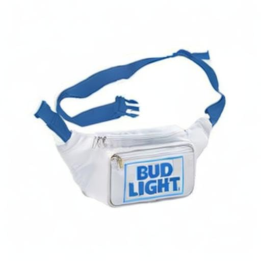 Bud Light fanny pack holds up to 3 cans for convenient outdoor drinking.