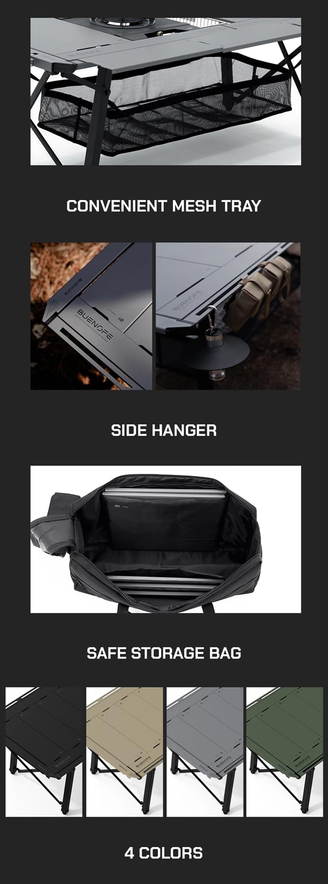 BUENOFE IGT olive-green surface complements outdoor gear