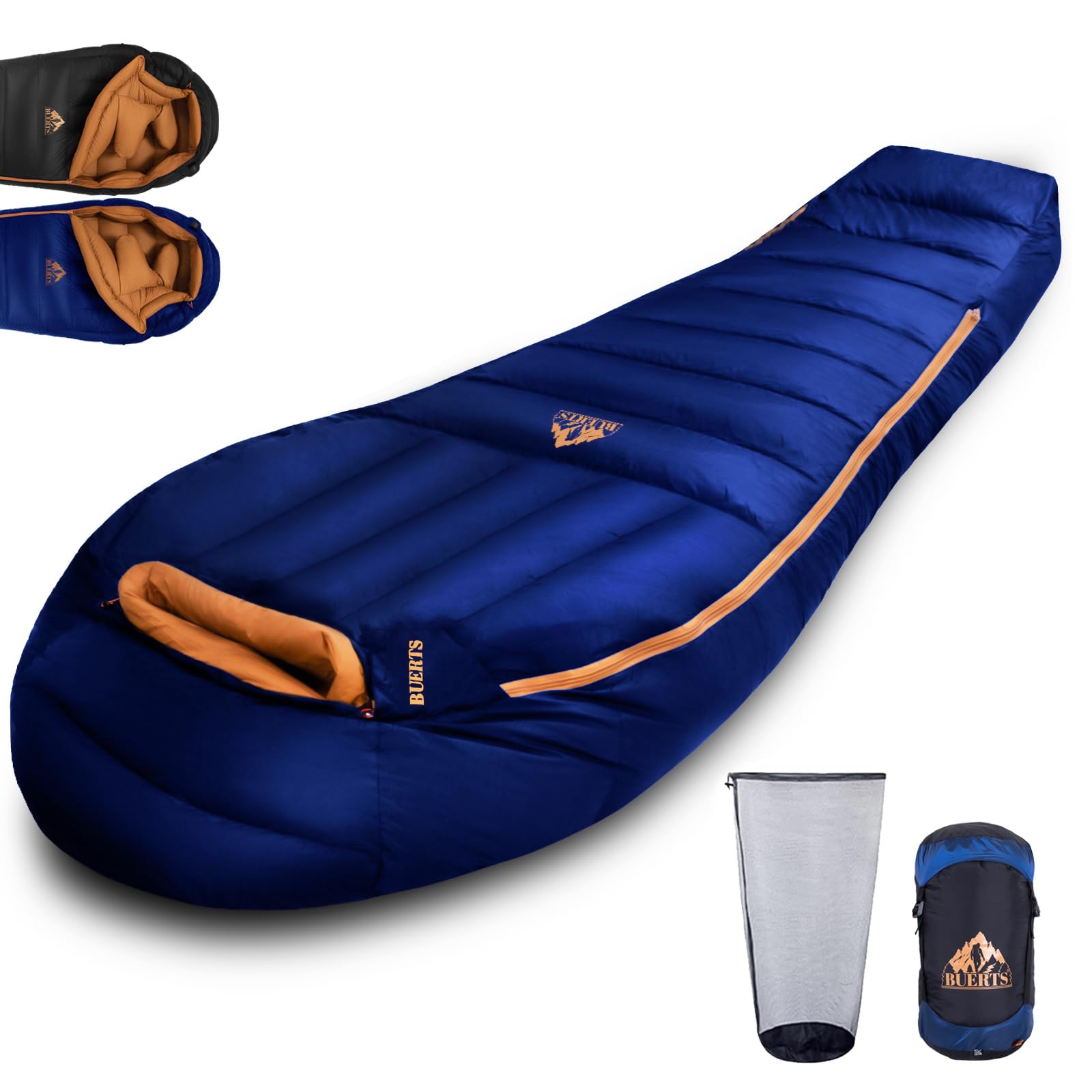 BUERTS down backpacking sleeping bag 680fp warmth for cold nights.
