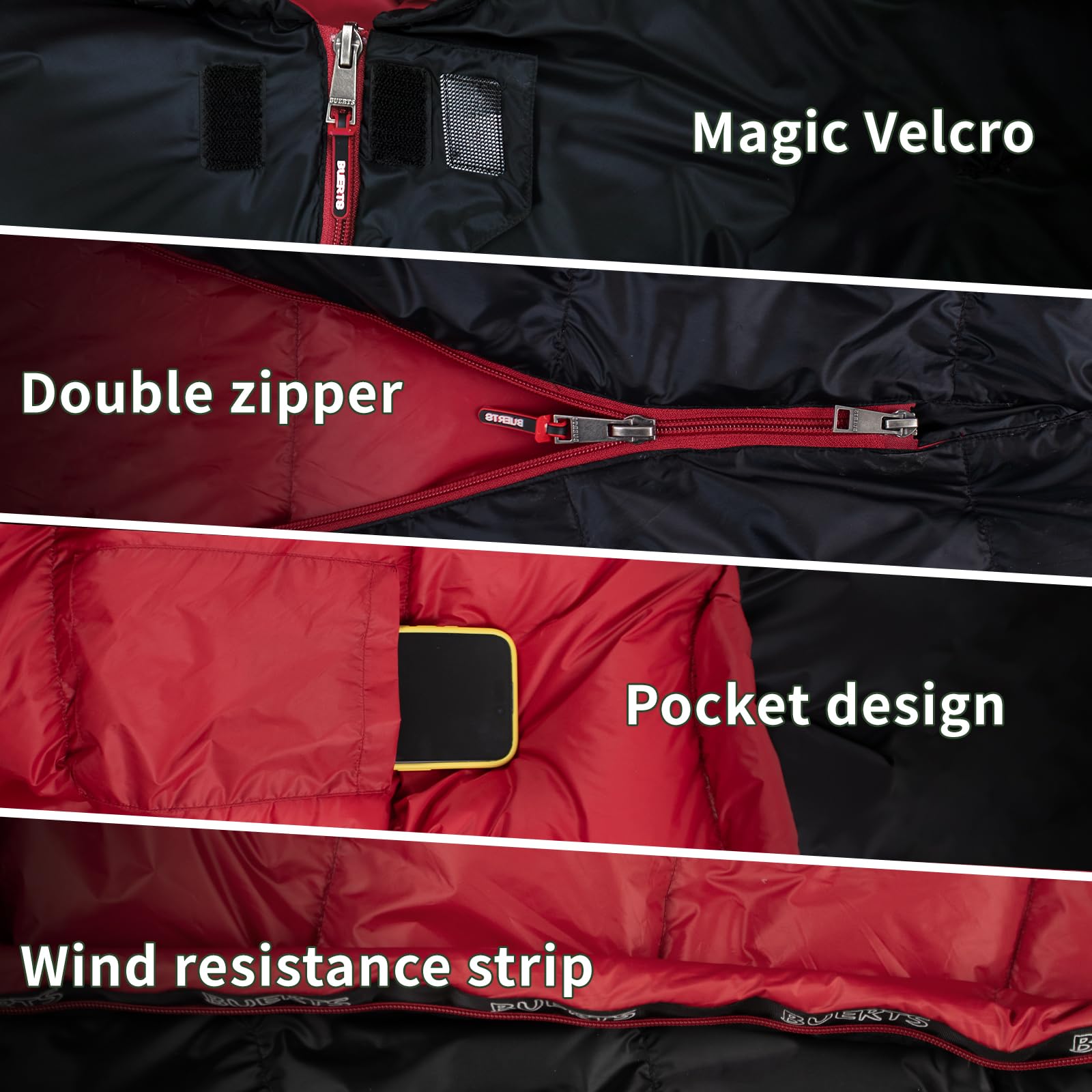 BUERTS down sleeping bag double-wide-connectivity enables linking two bags for couples