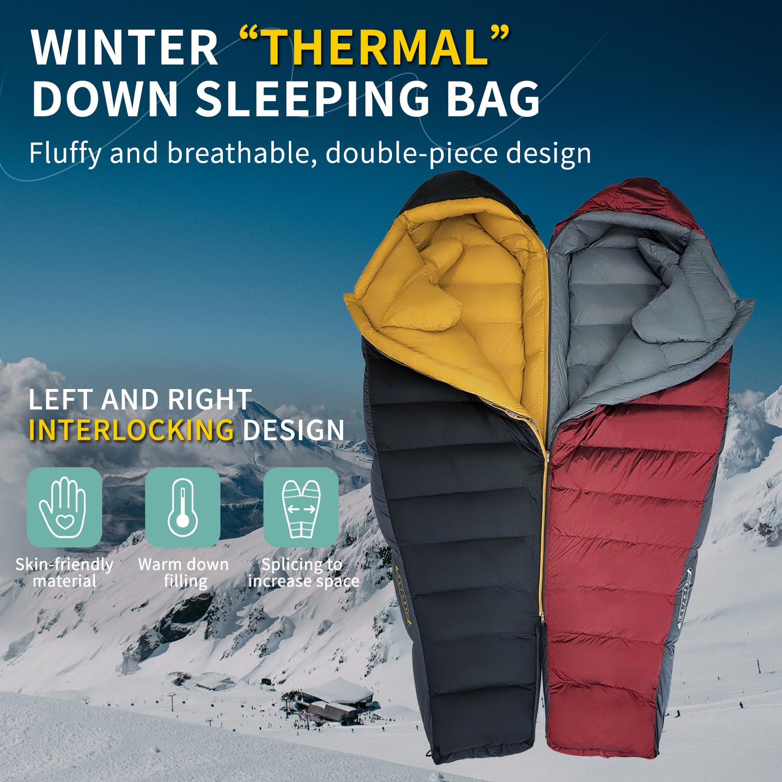 BUERTS Down Sleeping Bag inner pocket keeps phone or valuables secure.