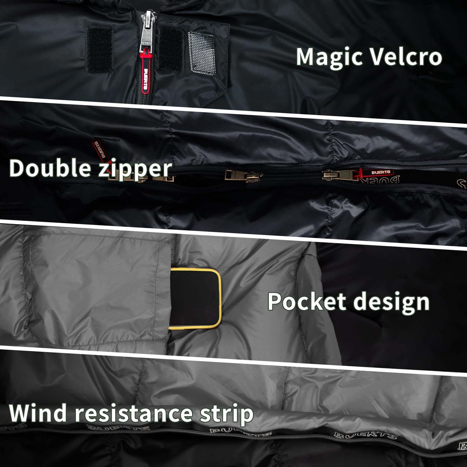 BUERTS windproof and waterproof fabric protects you during outdoor adventures.