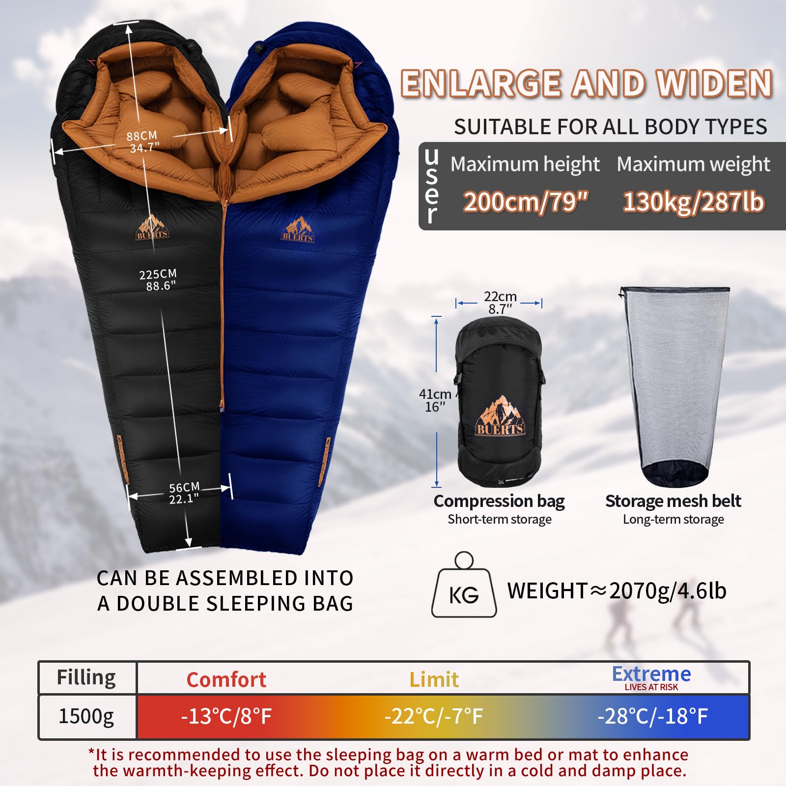BUERTS saddle-neckline design emphasizes heat retention for cozy sleep.