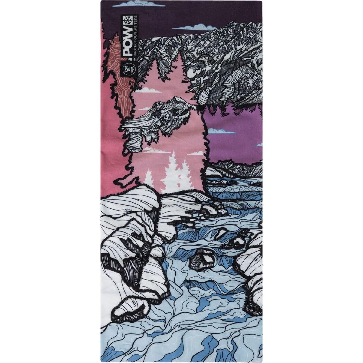 Buff Original EcoStretch Pow Ustir Multi recycled fabric shown packed for travel convenience