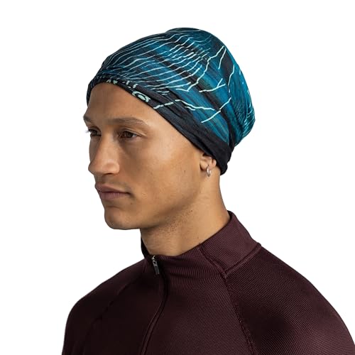 Buff Original EcoStretch scarf folds compactly for travel convenience.