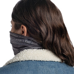 Buff Original US Anira Graphite used as a face mask against sun and wind.