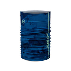 Buff neck gaiter cobalt front view shows versatile outdoor wear