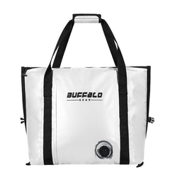 Buffalo Gear insulated fish bag cooler with flat bottom stabilizes catch on deck.