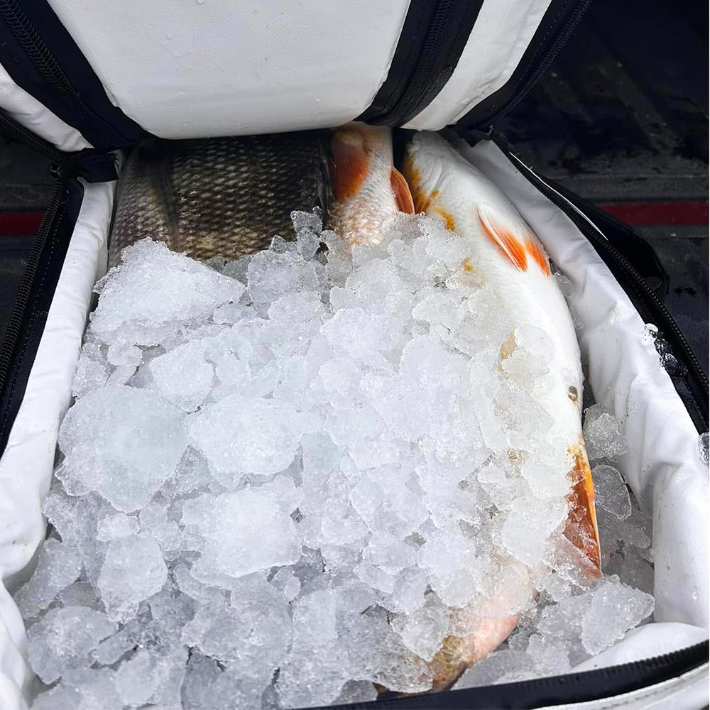Buffalo Gear kayak fish cooler bag shows two D rings for versatile tie-downs