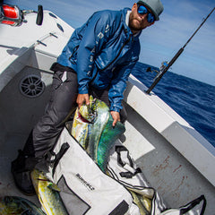 Buffalo Gear large fish kill bag open for quick loading and access on deck.