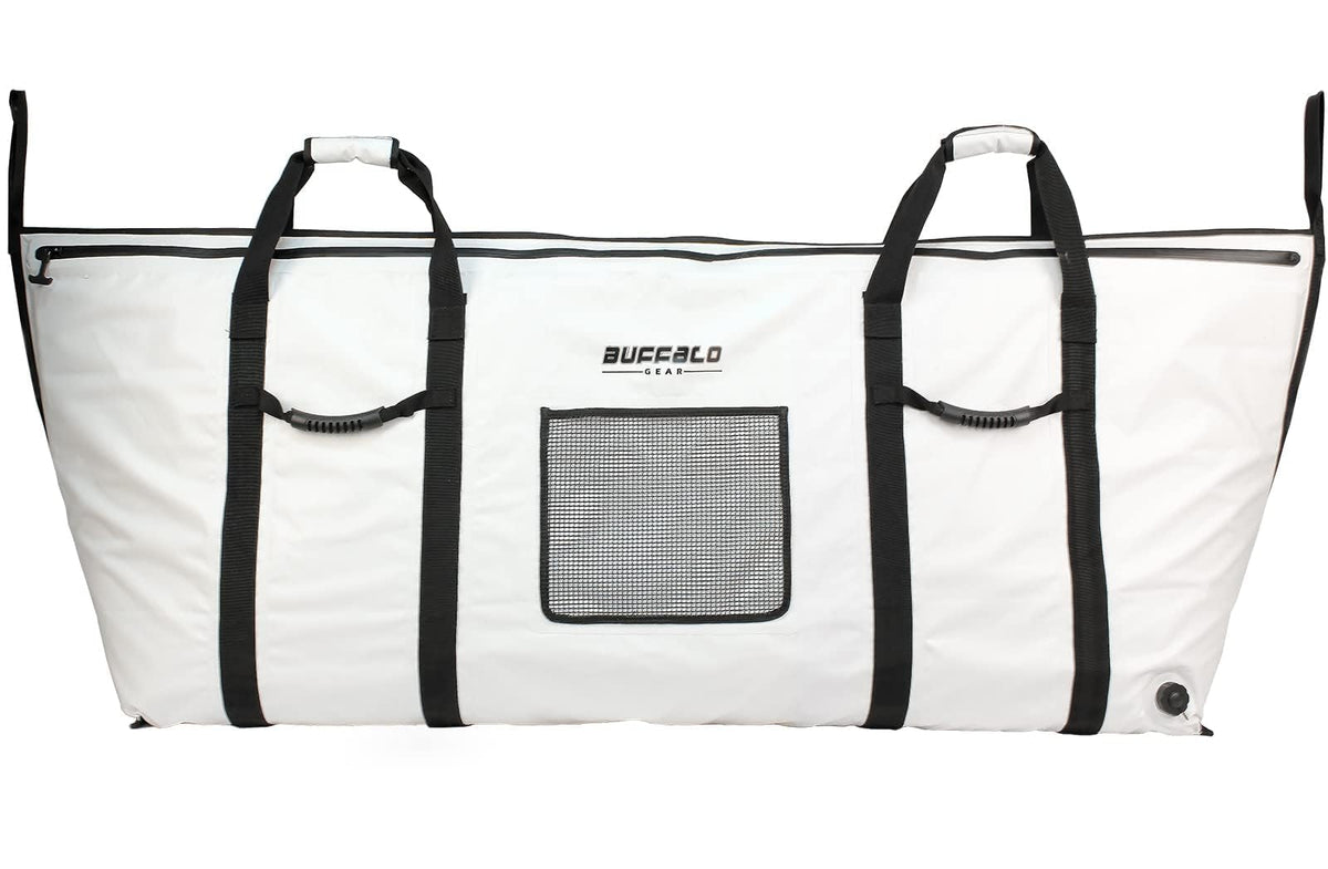 Buffalo Gear large fish kill bag side view shows portable design for all-day fishing storage.