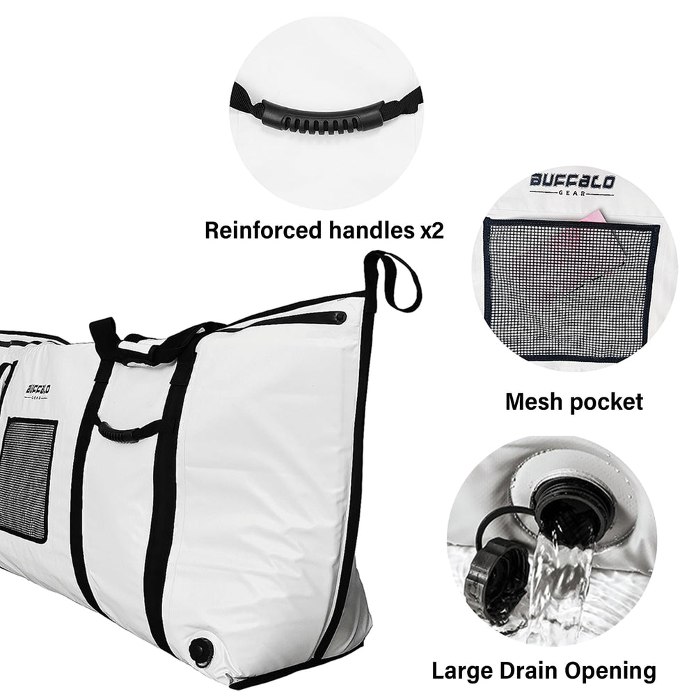 Buffalo Gear cord closure ensures secure sealing and easy portability.