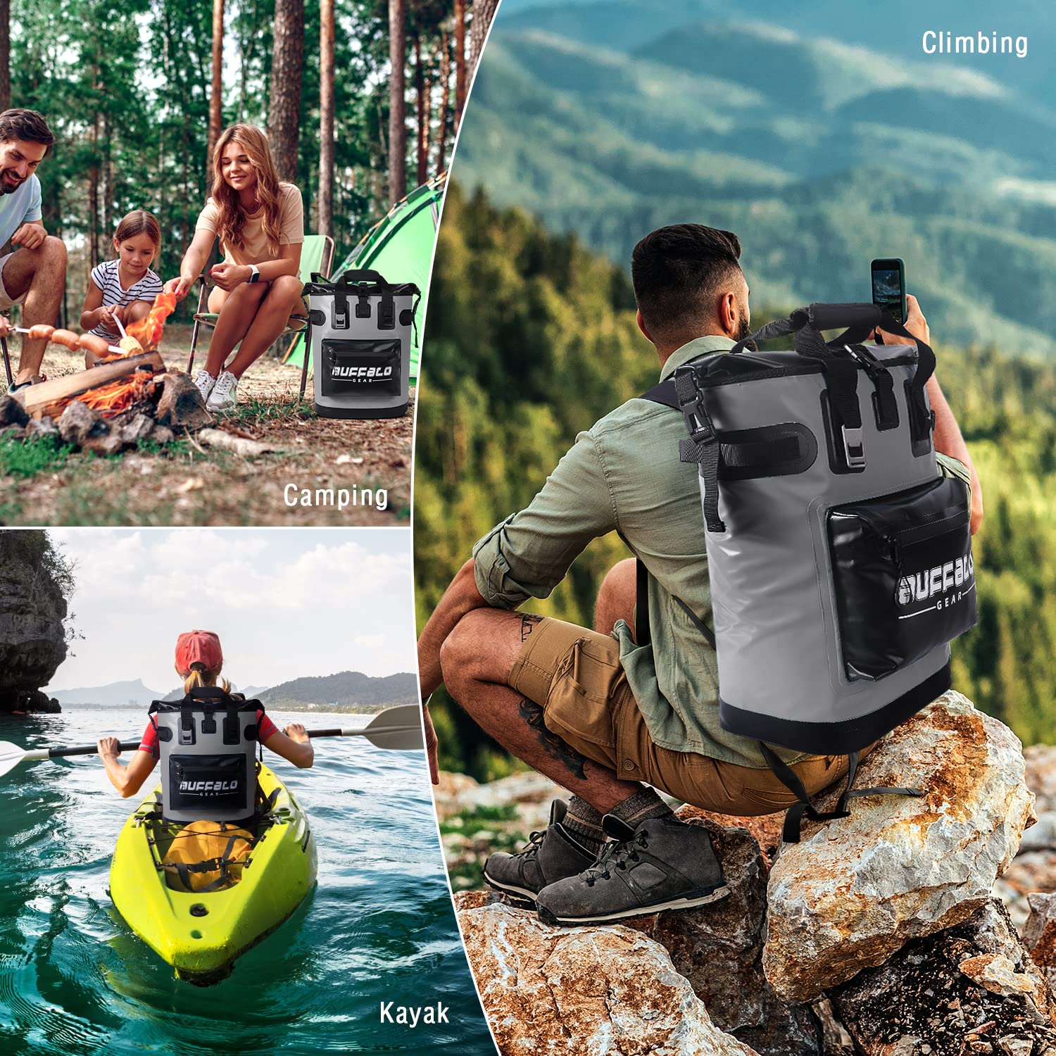 Buffalo Gear multiuse outdoor setup ready for beach, camping, or hiking trips