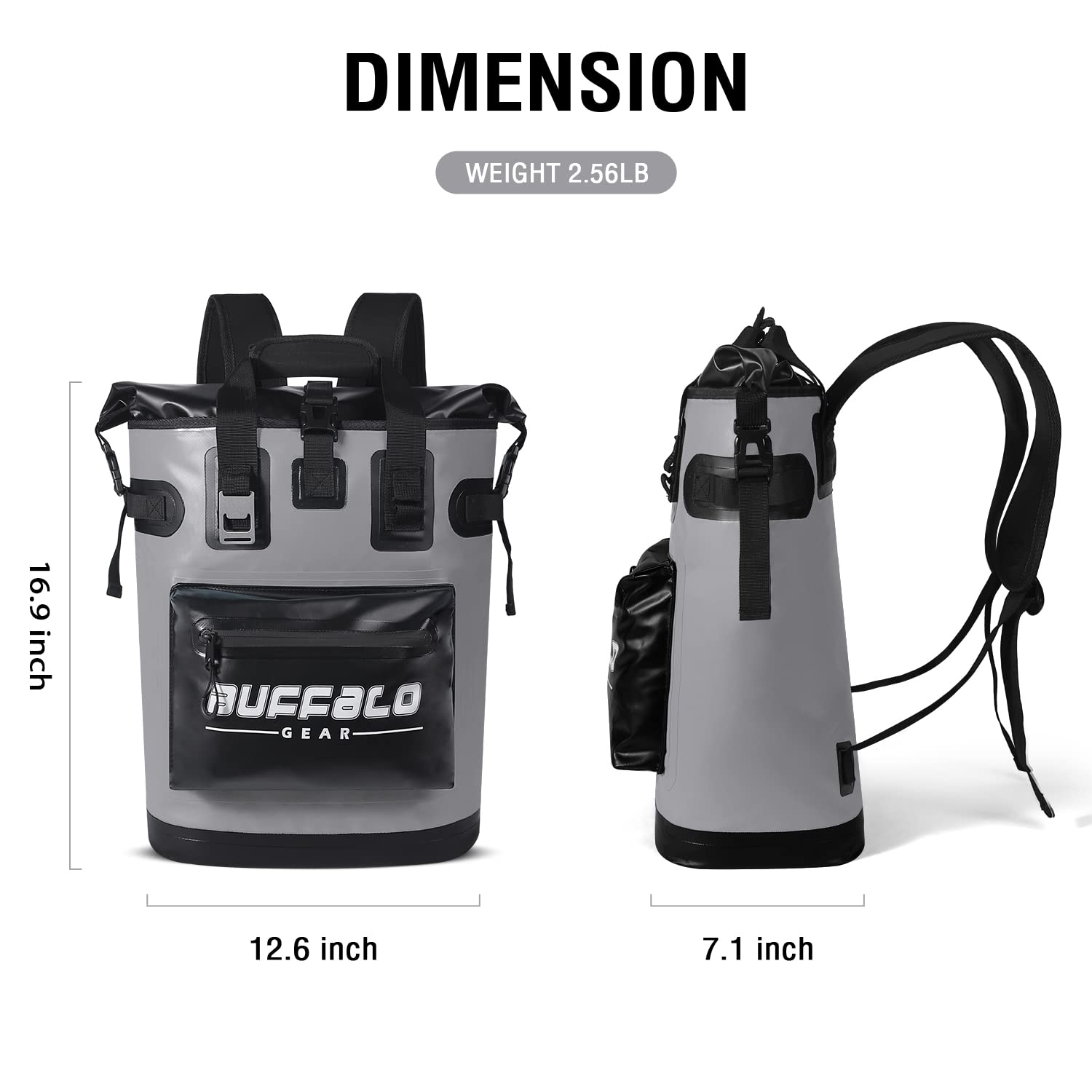 Buffalo Gear top handle and flexible carry for travel and everyday use