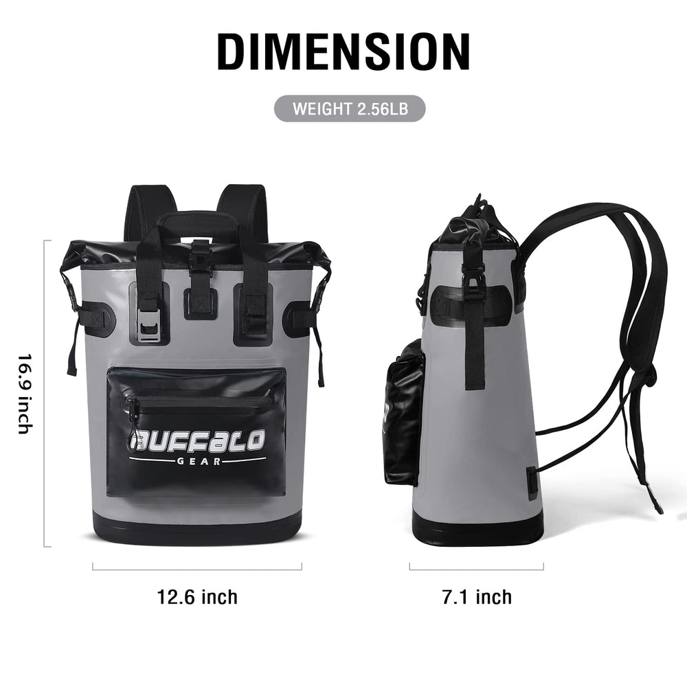 Buffalo Gear top handle and flexible carry for travel and everyday use