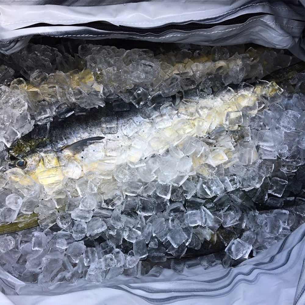 Buffalo Gear tuna fish cooler bag highlights ice retention for long runs.