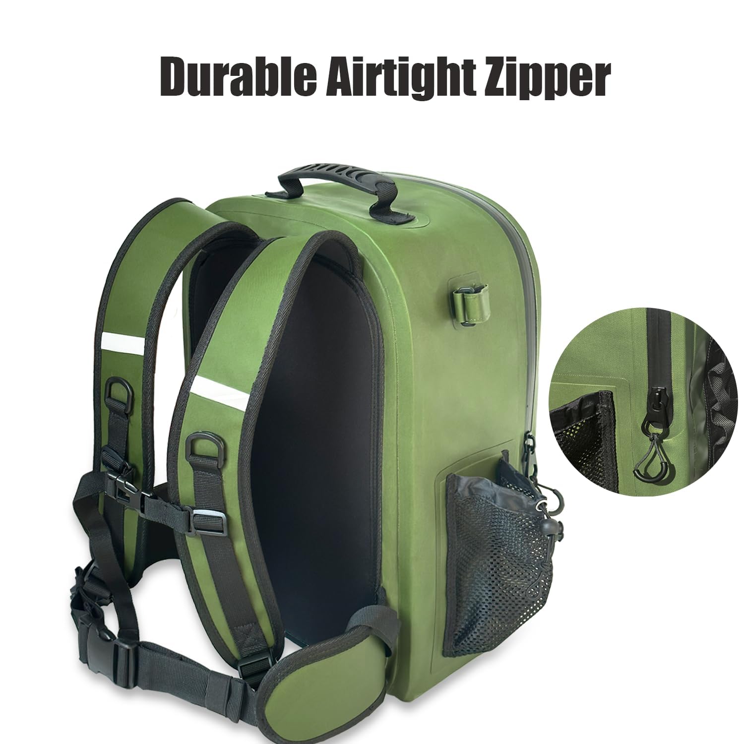 Back view with ergonomic padding and breathable mesh