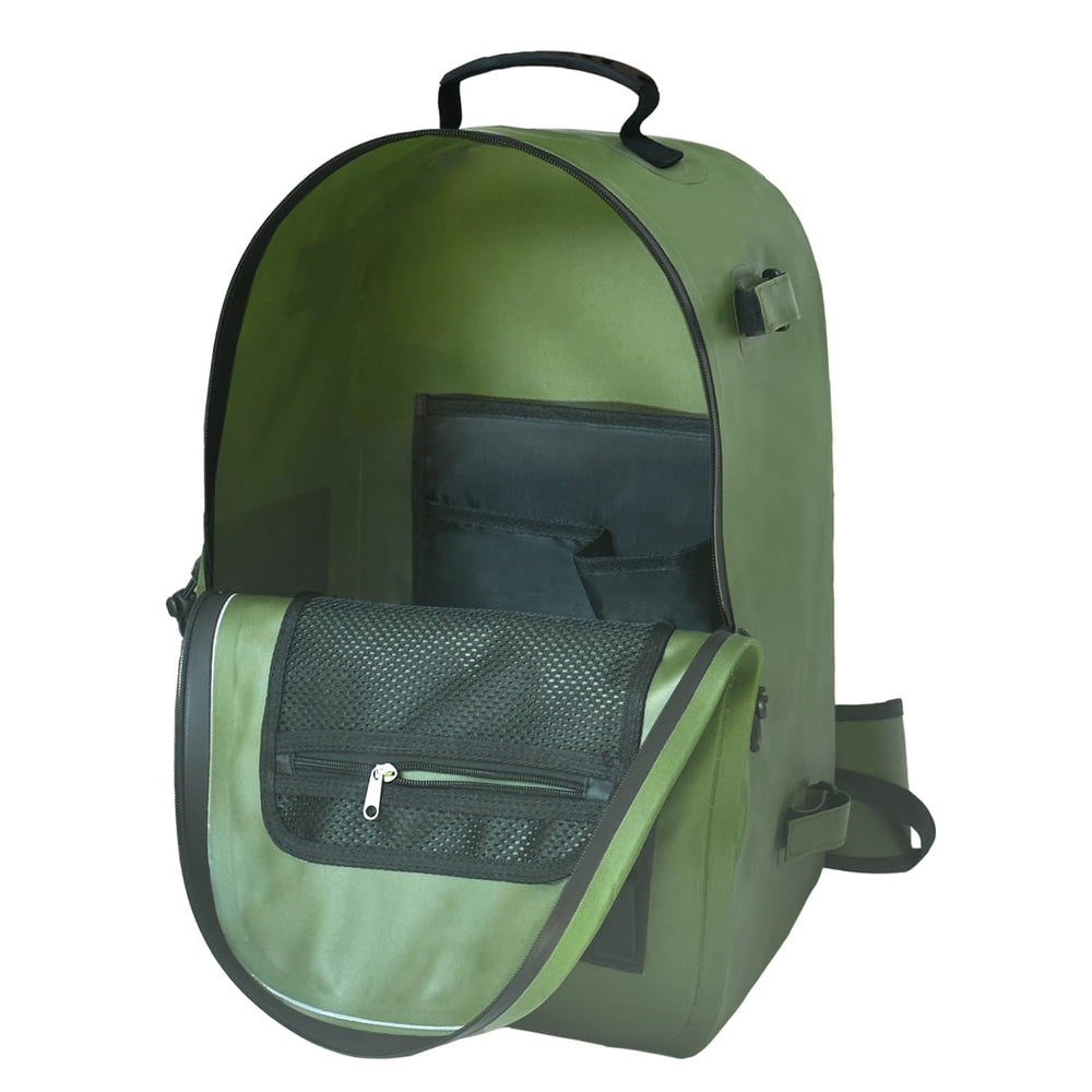 Front mesh pocket and loop areas for pliers and scissors