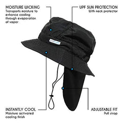 BUILTCOOL side view cooling bucket cap showing breathable design for outdoor wear