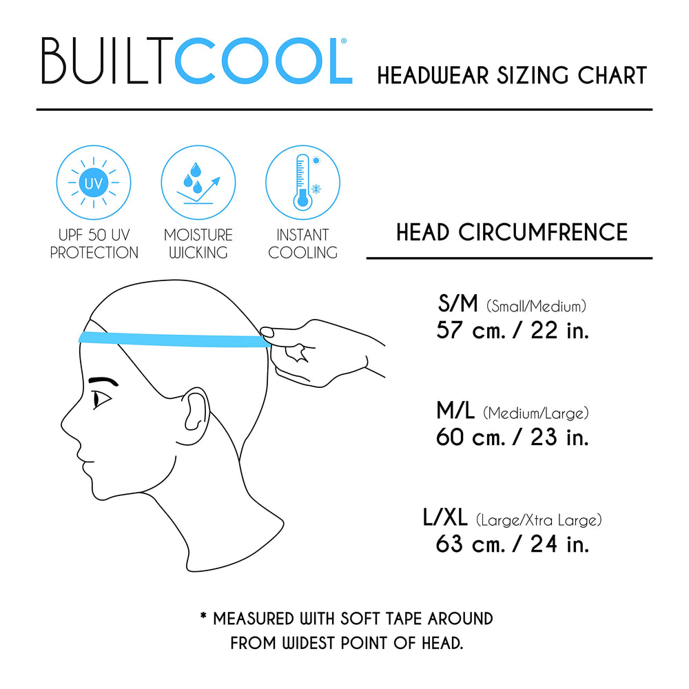 BUILTCOOL sizing M/L and L/XL fit for comfortable outdoors