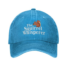 BUINGBFG Squirrel Whisperer Hat blue front view, stylish outdoor wear for everyday use.