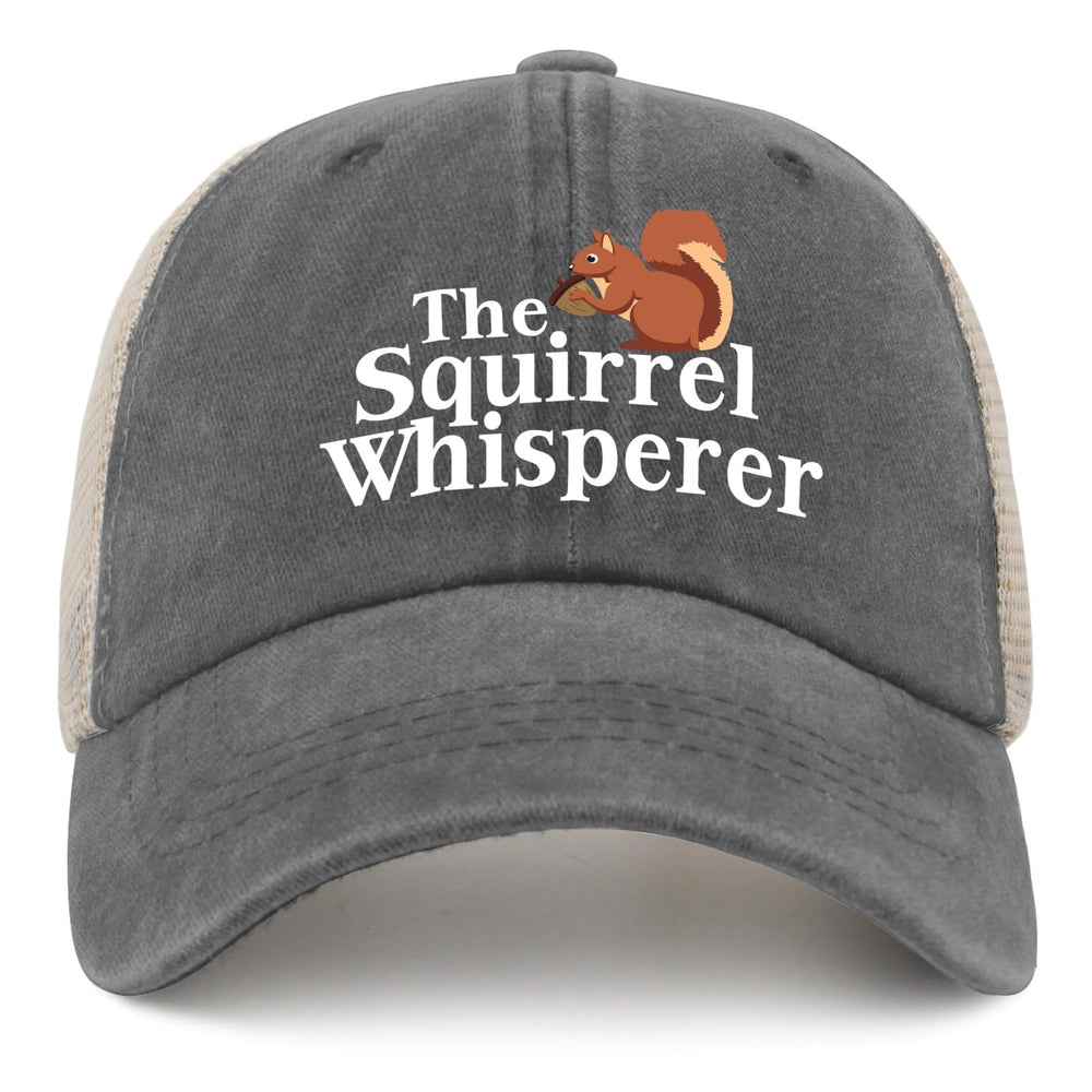 BUINGBFG Squirrel Whisperer trucker hat front view for summer style and comfort