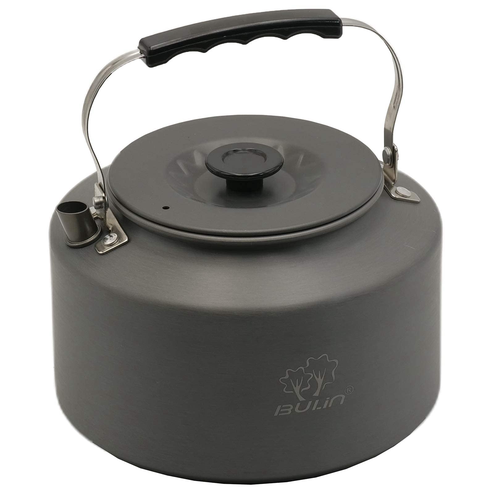 Bulin Camping Kettle over open fire for quick outdoor boiling water.
