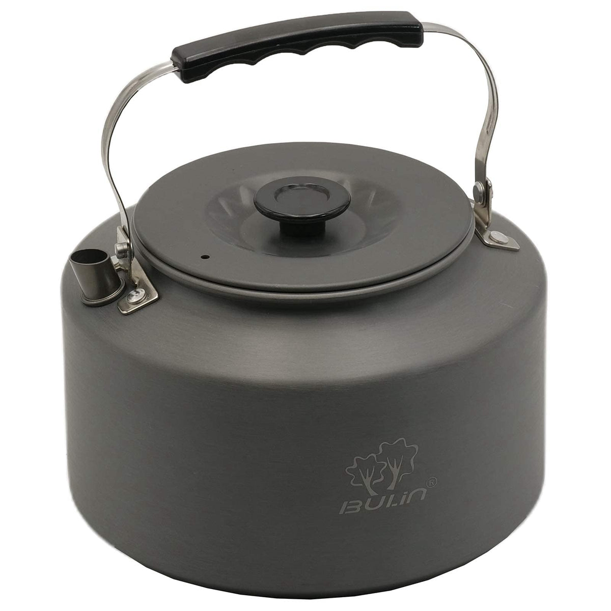 Bulin Camping Kettle over open fire for quick outdoor boiling water.