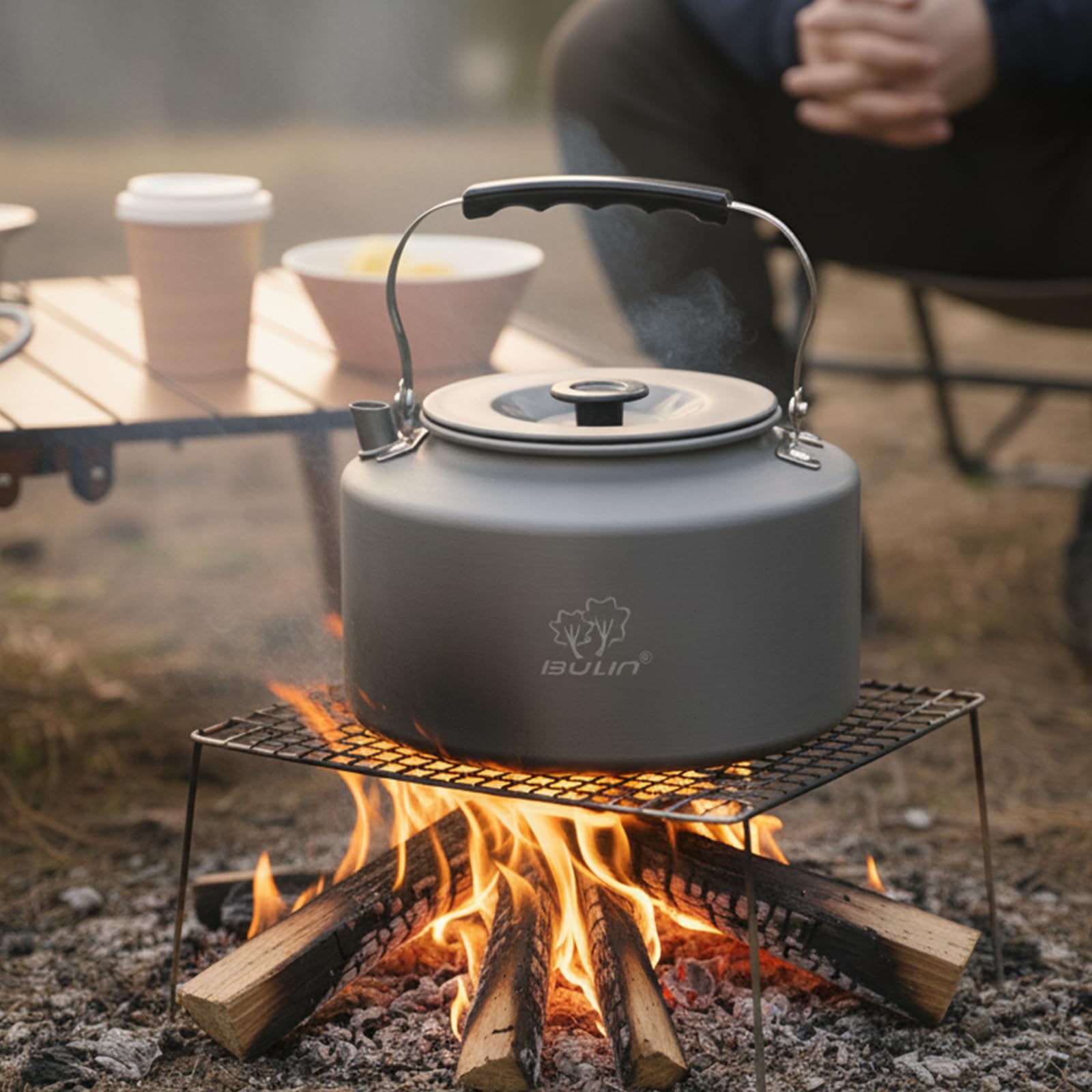 Bulin Camping Kettle on stove for reliable hot water on demand.