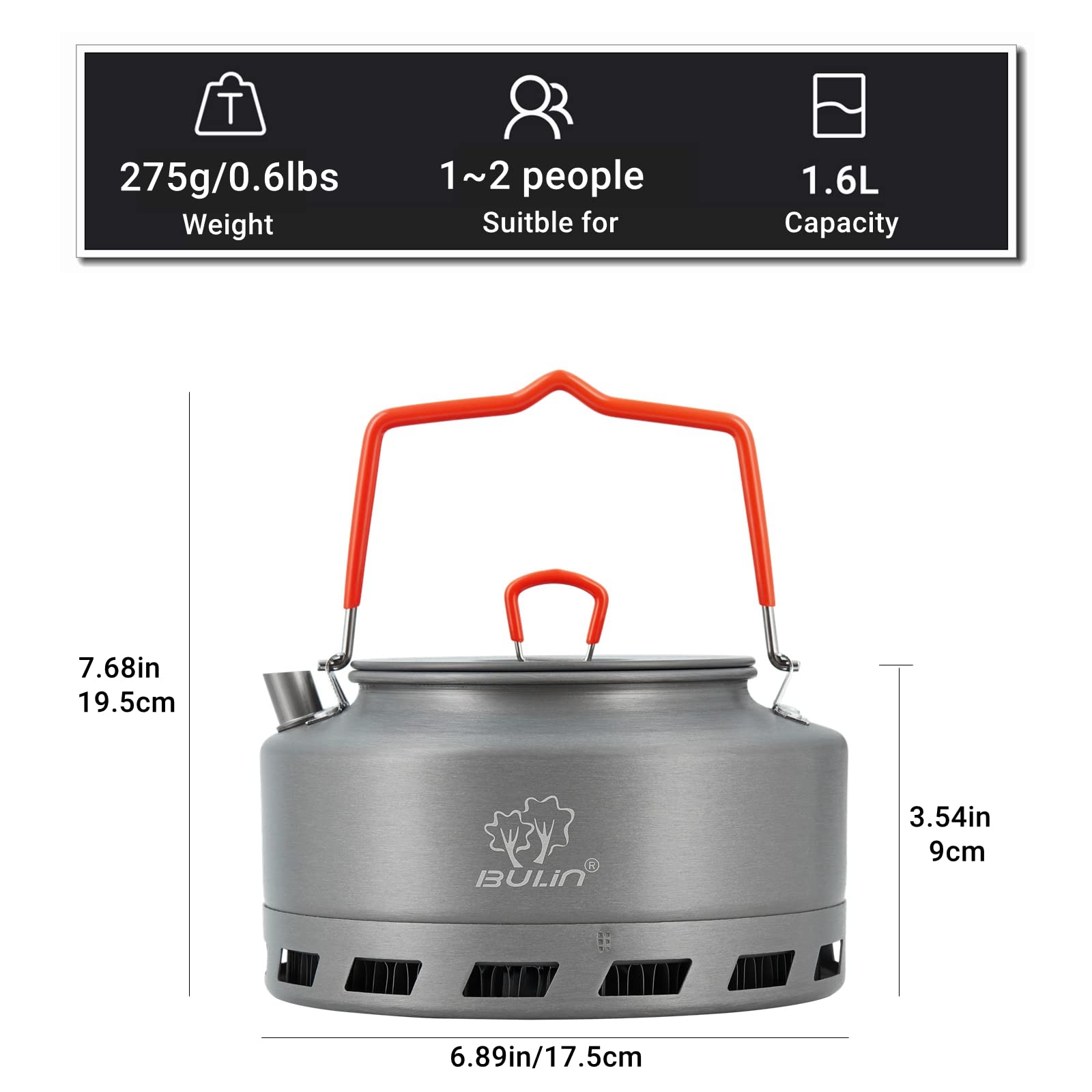 Bulin camping kettle lid knob ensures safe, controlled pouring.