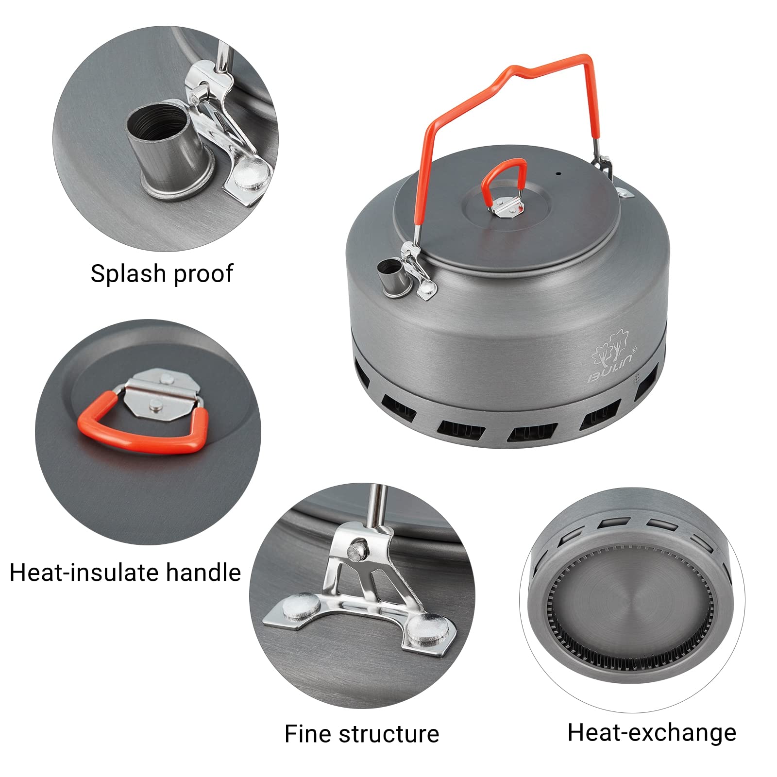Bulin camping kettle pointed spout helps prevent splashes while pouring.