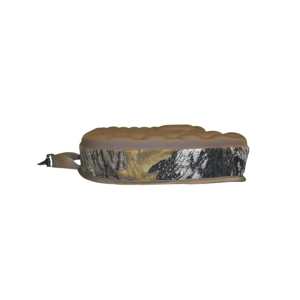 Bulldog Cases Beard Buster Jumbo Seat Camouflage side view with attachable snap hook.