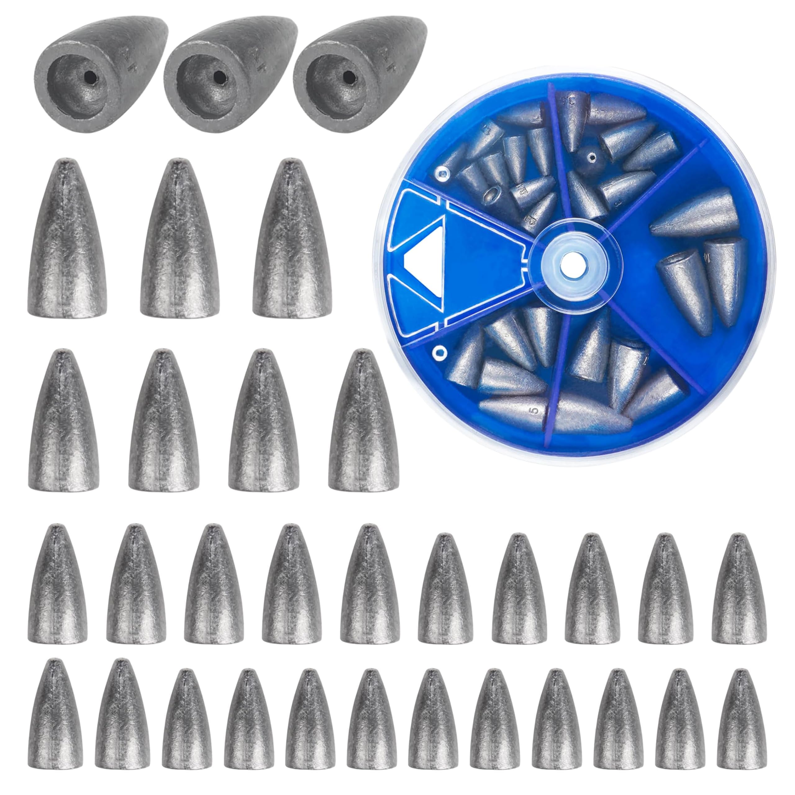 Bullet sinker weights 1/16 oz (10 pieces) in 29-piece kit