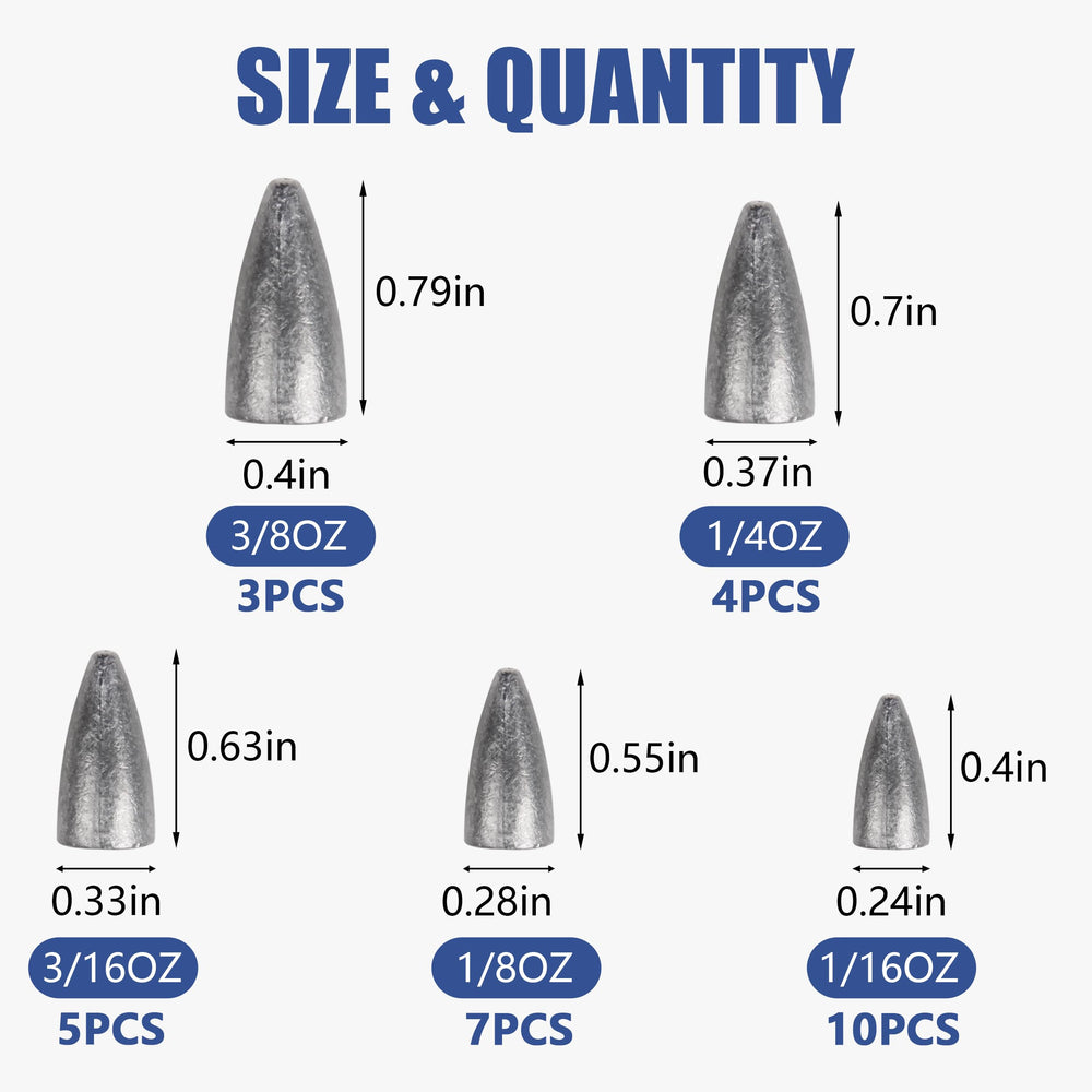 Bullet sinker weights 1/8 oz (7 pieces)
