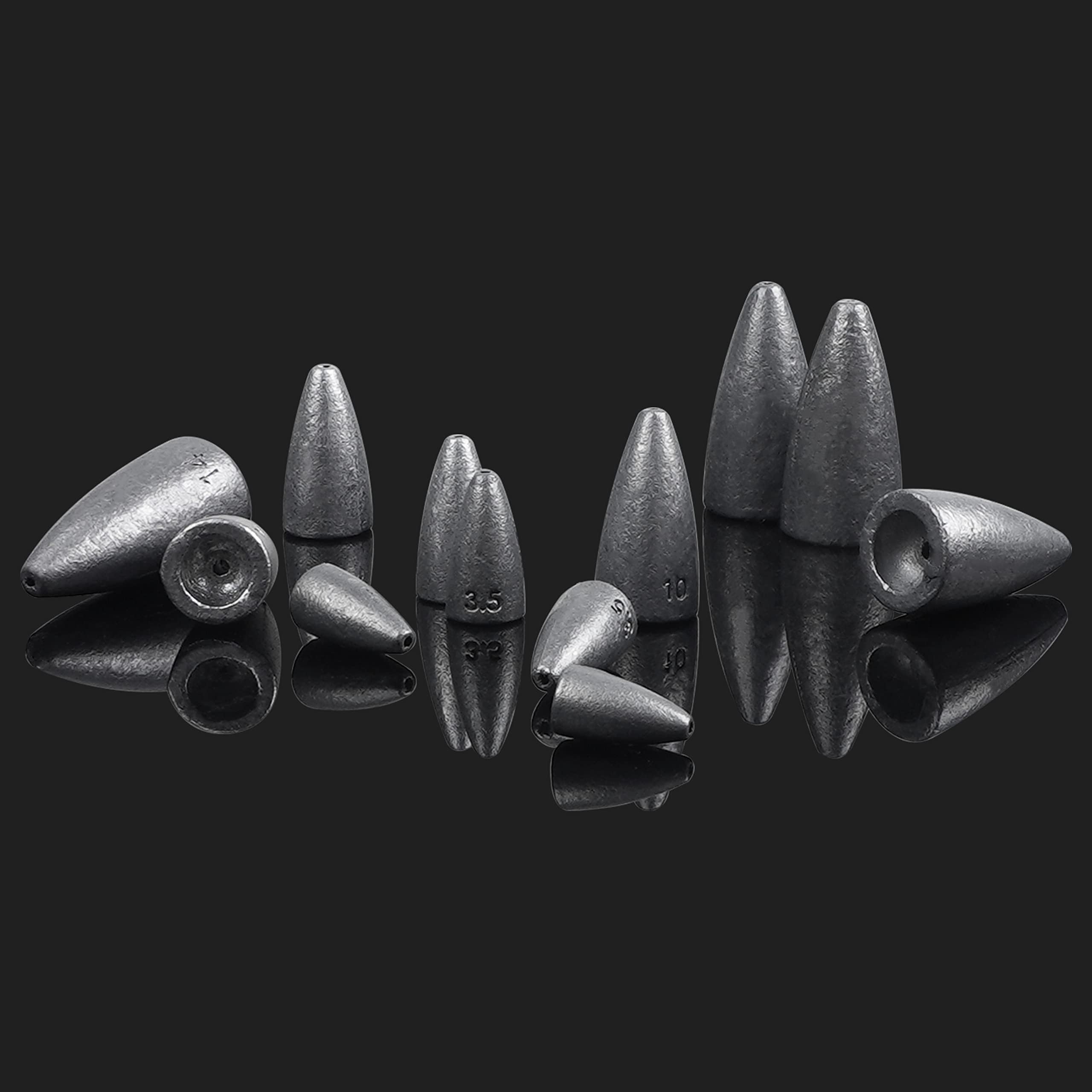 Fishing setup featuring bullet sinker weights and worm lures
