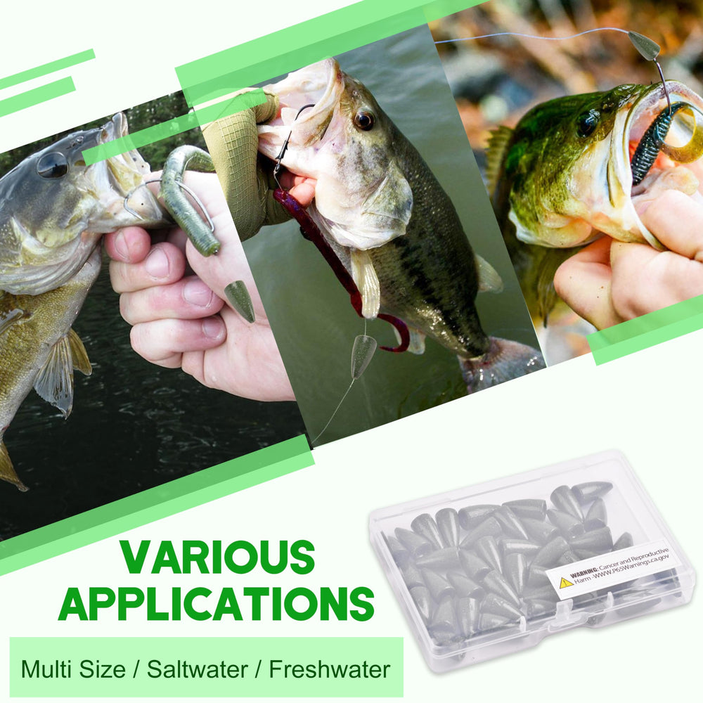 Assorted bullet sinkers stored in tackle box