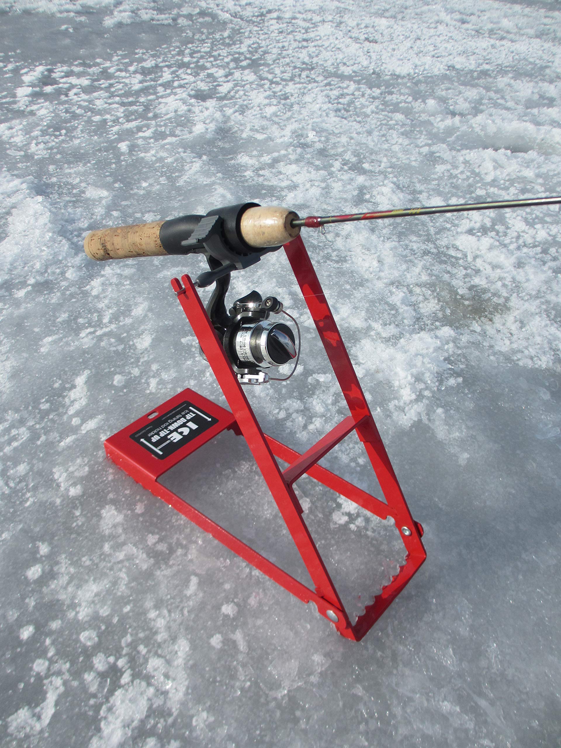 Durable steel construction withstands ice fishing conditions.
