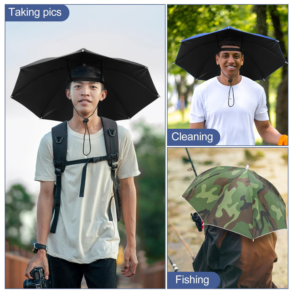 Three-pack umbrella hats for outdoor activities