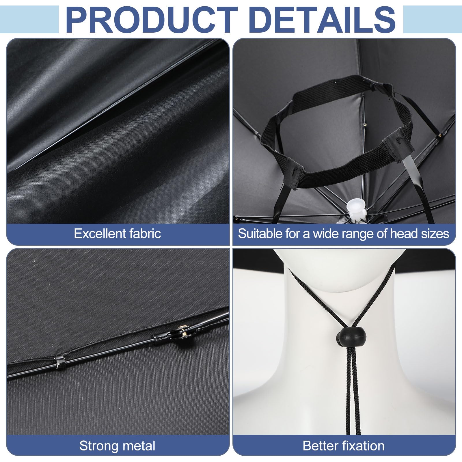 UV protection waterproof head umbrella hat for women and men