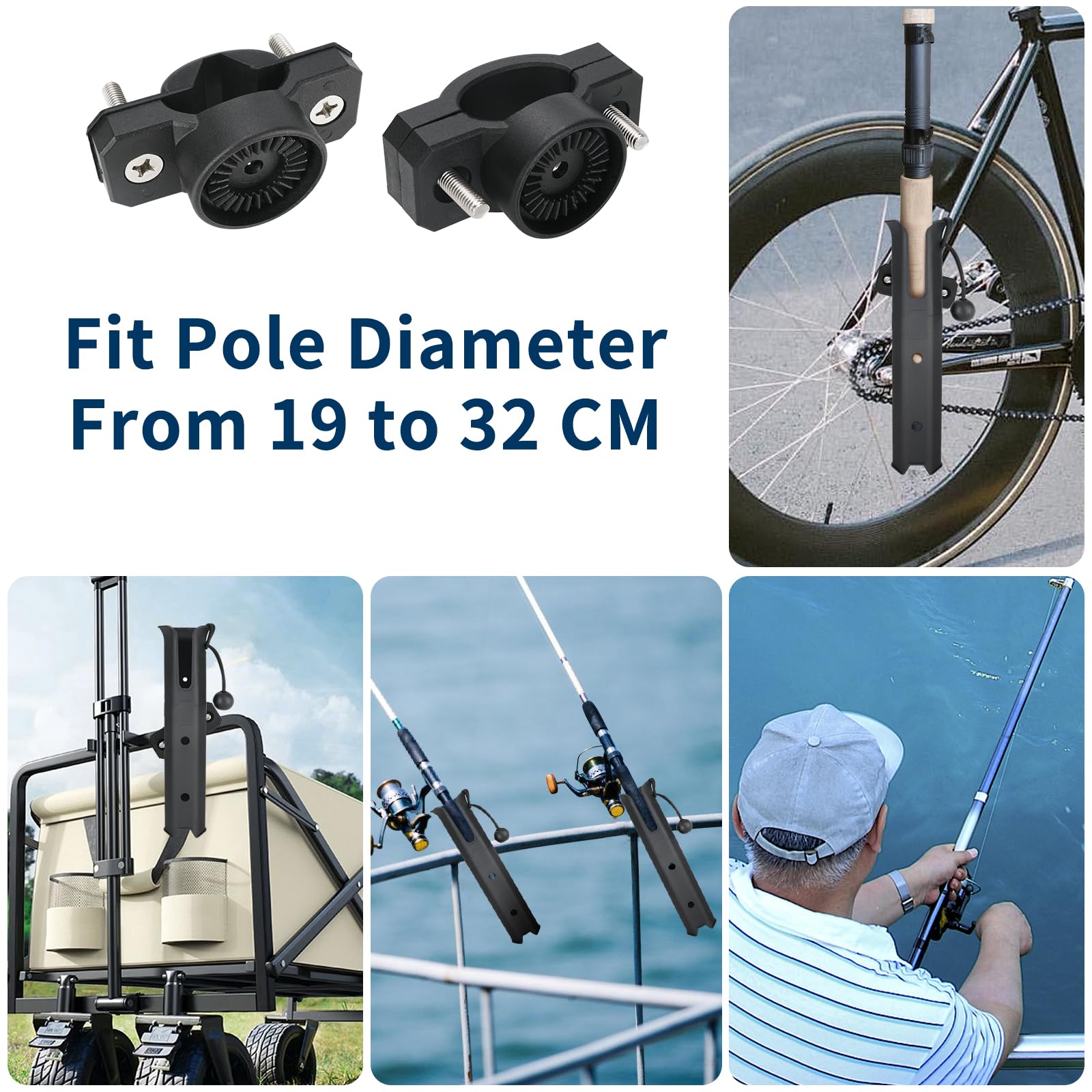 Includes bungee cord and soft rubber inserts to secure the rod in the holder