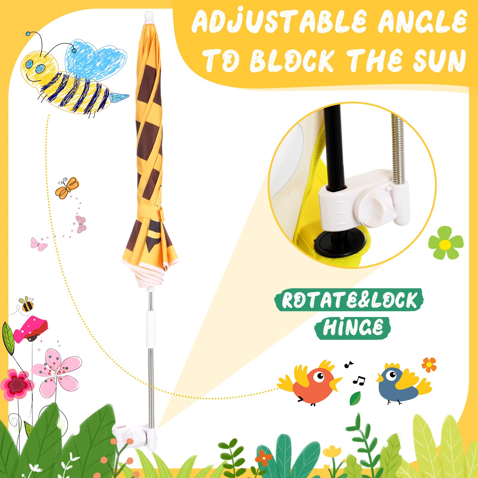 Burbell drawstring pocket attached, convenient storage for toys and snacks.