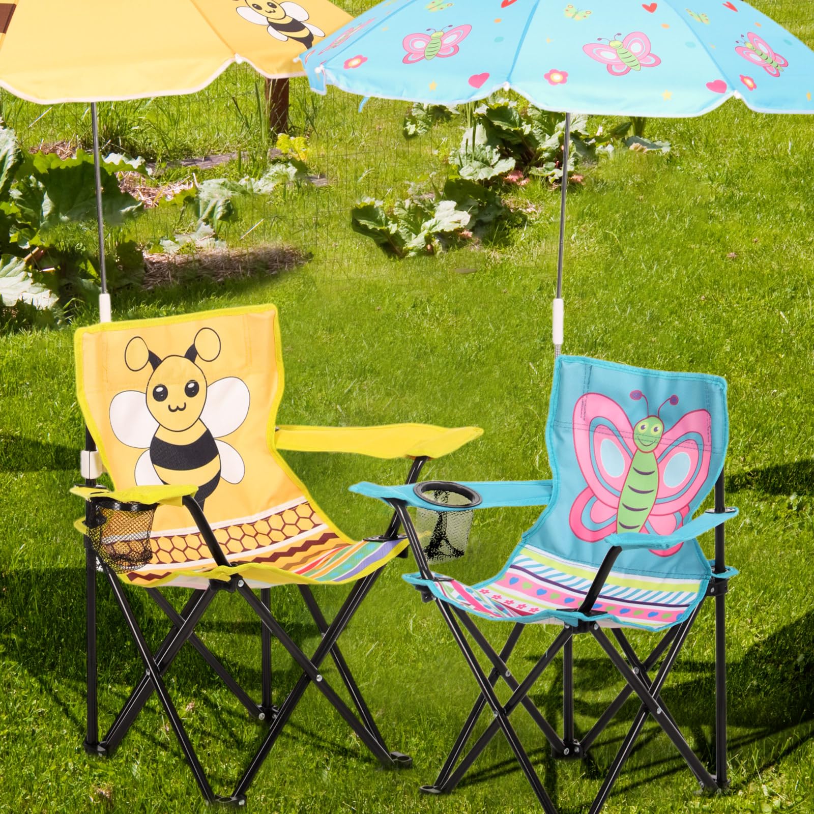Burbell compact storage bag with folded chairs, easy travel and packing.