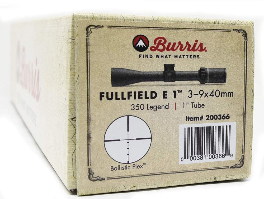 Burris Fullfield E1 3-9x40mm waterproof and nitrogen-filled tubes resist fog and rain.