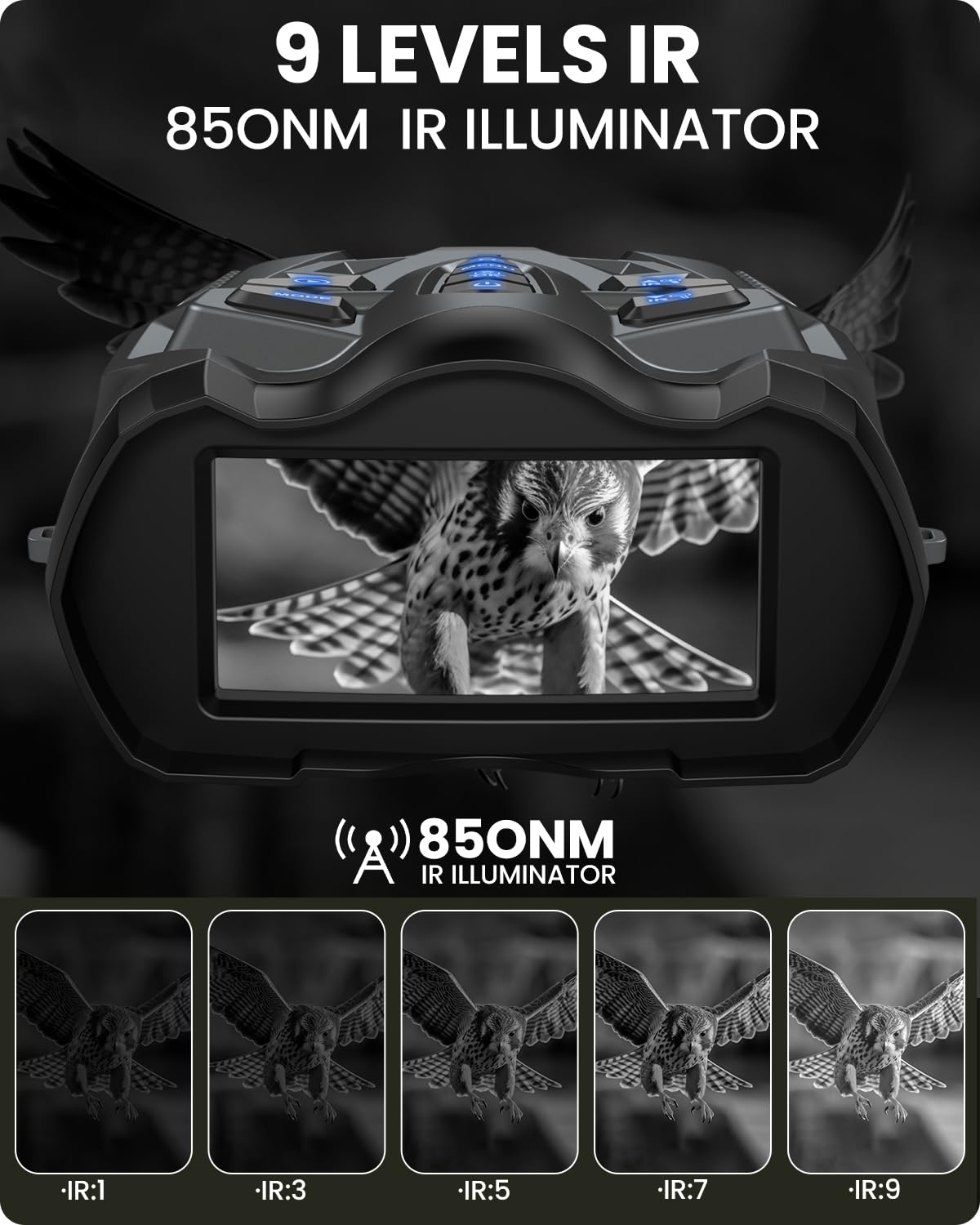 BUSHBINOC 10X digital night vision goggles display mode captures crisp details.