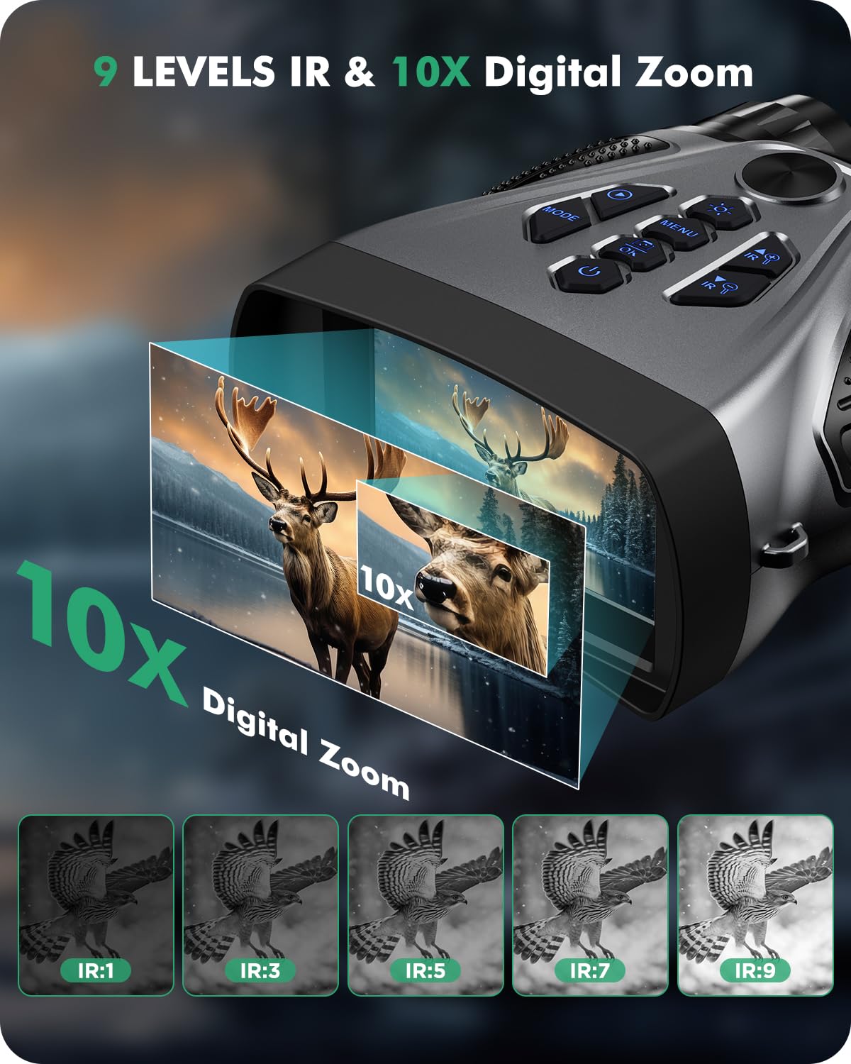 BUSHBINOC night vision goggles 48MP photos capture sharp daytime and low-light images