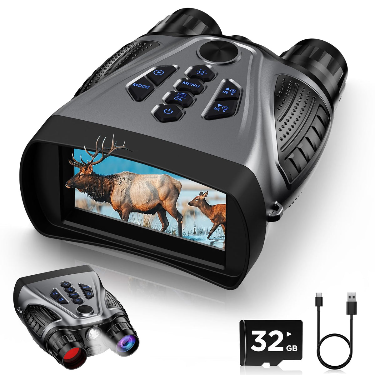 BUSHBINOC night vision goggles 4K display for crisp nighttime viewing